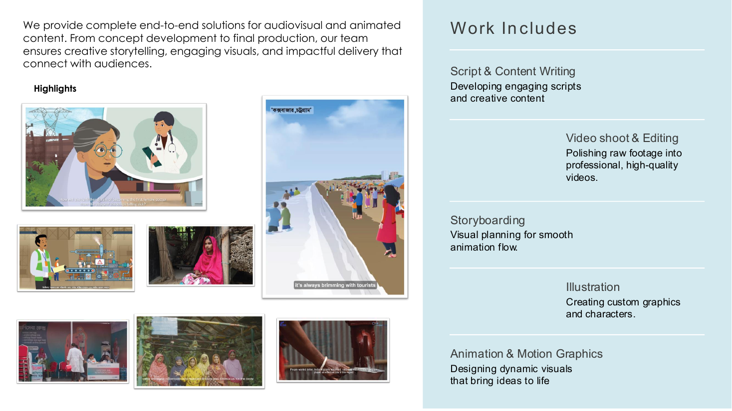 Animation and documentary stills